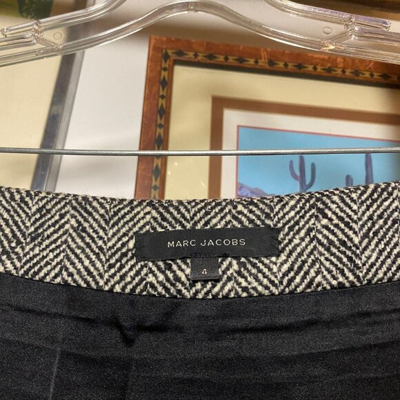 MARC JACOBS Runway 2000 Vintage Tweed Wrap skirt with red leather trim, very 60s - Picture 3 of 5